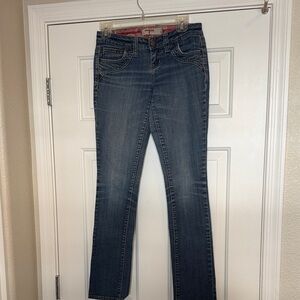 T-FIVE Blue Denim Jean’s Size 3, super cute, 5 pockets,copper button & rivets